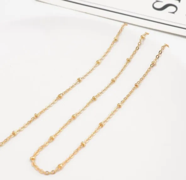 1 meter 14K Gold Wrapped Fine Chain Flattening Extension O-shaped  Ending  DIY Necklace Bracelet Material Accessories