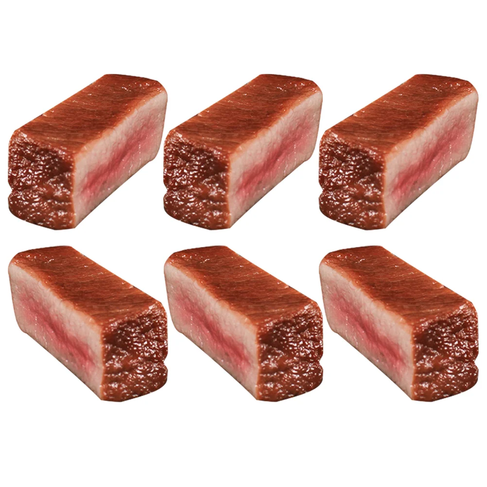 6 Pcs Cooked Meat Model Steaks Western Kitchen Decor Fake Decorative Pvc Simulation Food Child