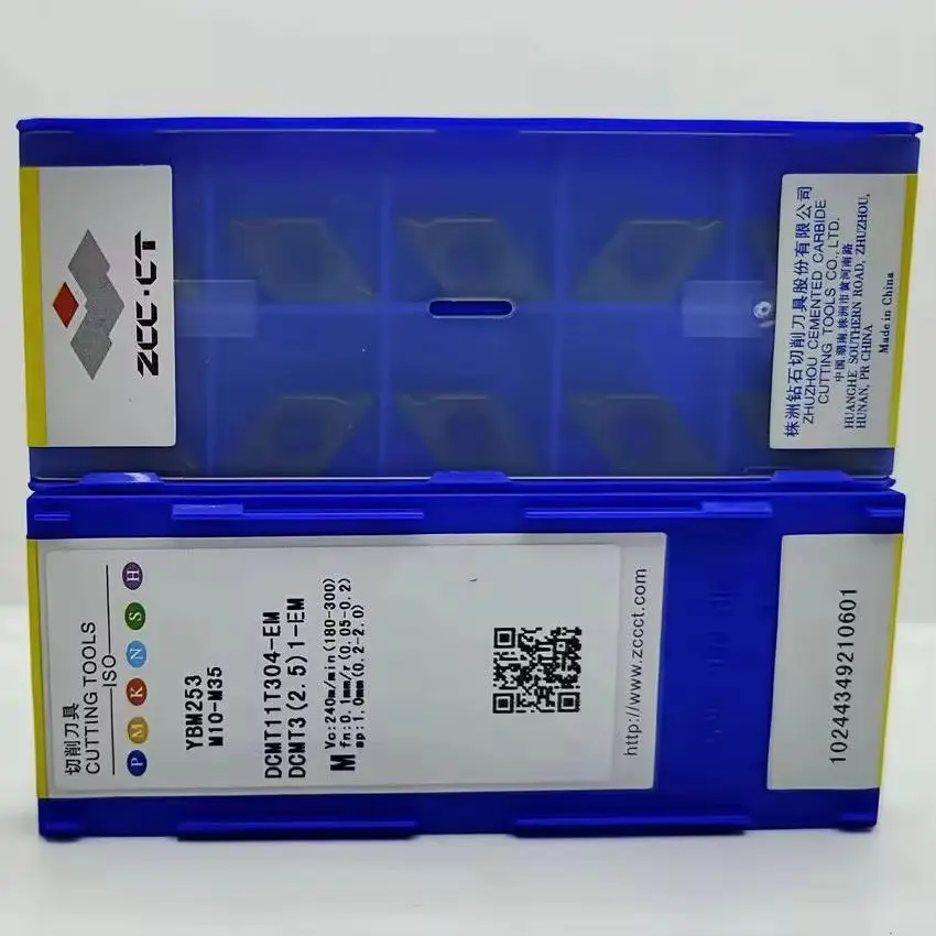 DCMT11T304-EM YBM153/DCMT11T308-EM YBM153/DCMT11T304-EM YBM253/DCMT11T308-EM YBM253 ZCC.CT CNC شفرة كربيد 10 قطعة/صندوق