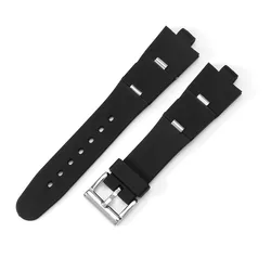 Silicone Rubber Watch Band para Mulheres, Black Convex Belt, Strap Accessories, Bvlgari, AQARA, 22x8mm, 24x8mm