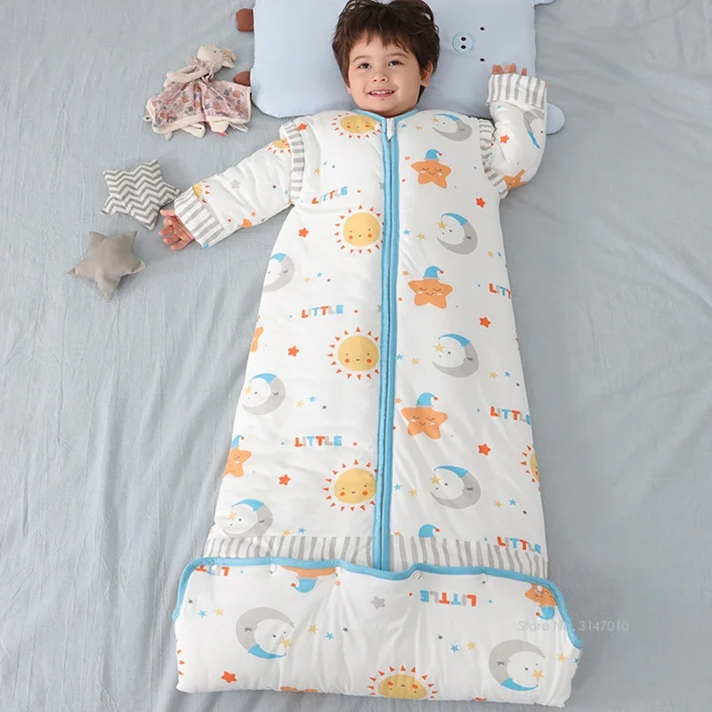 Baby Sleeping Bag Detachable Sleeve Wearable Blanket Warm Toddler Sleepsack Bedding Anti-kick Quilt 0-12 Years Old