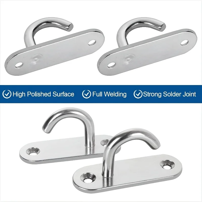 2Pcs Durable Stainless Steel Hook Mount Heavy Duty Hanging Kit Chandel Hammock Ceiling Hook Ceiling Fan Ceiling
