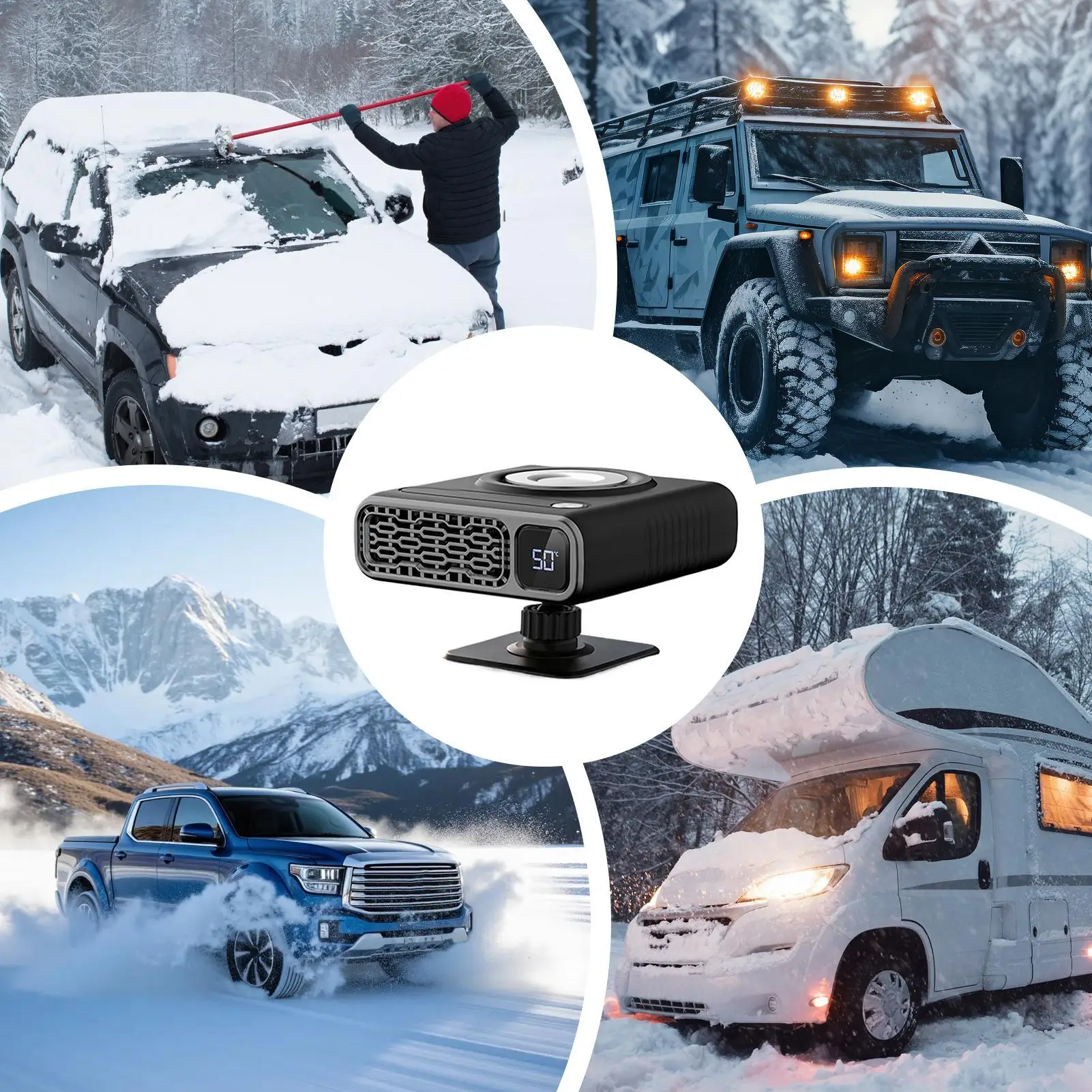Car Defroster Heater 360 Degree Rotation Fan Mode Defogger Car Defroster Windshield Heater For Sedan SUV RV Taxi Ice Snow Frost