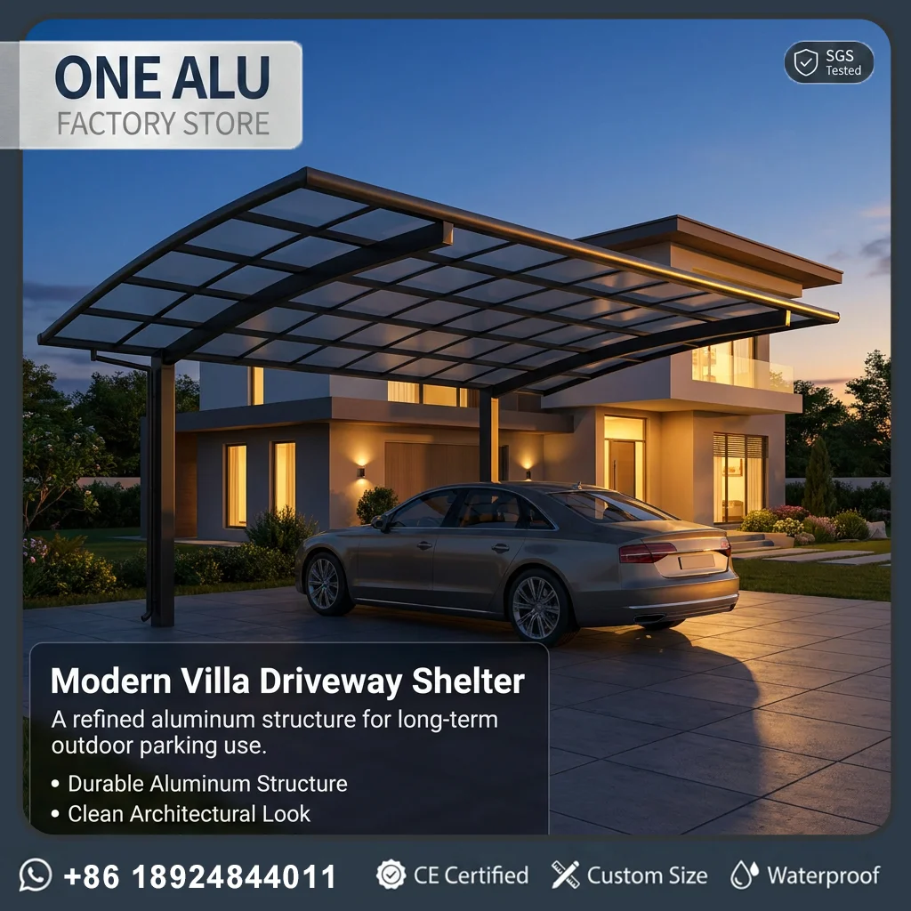 OneAlu Precision Cantilever Carport: Durable Aluminum Vehicle Shelter for Modern Villa Driveways and Commercial Parking Projects