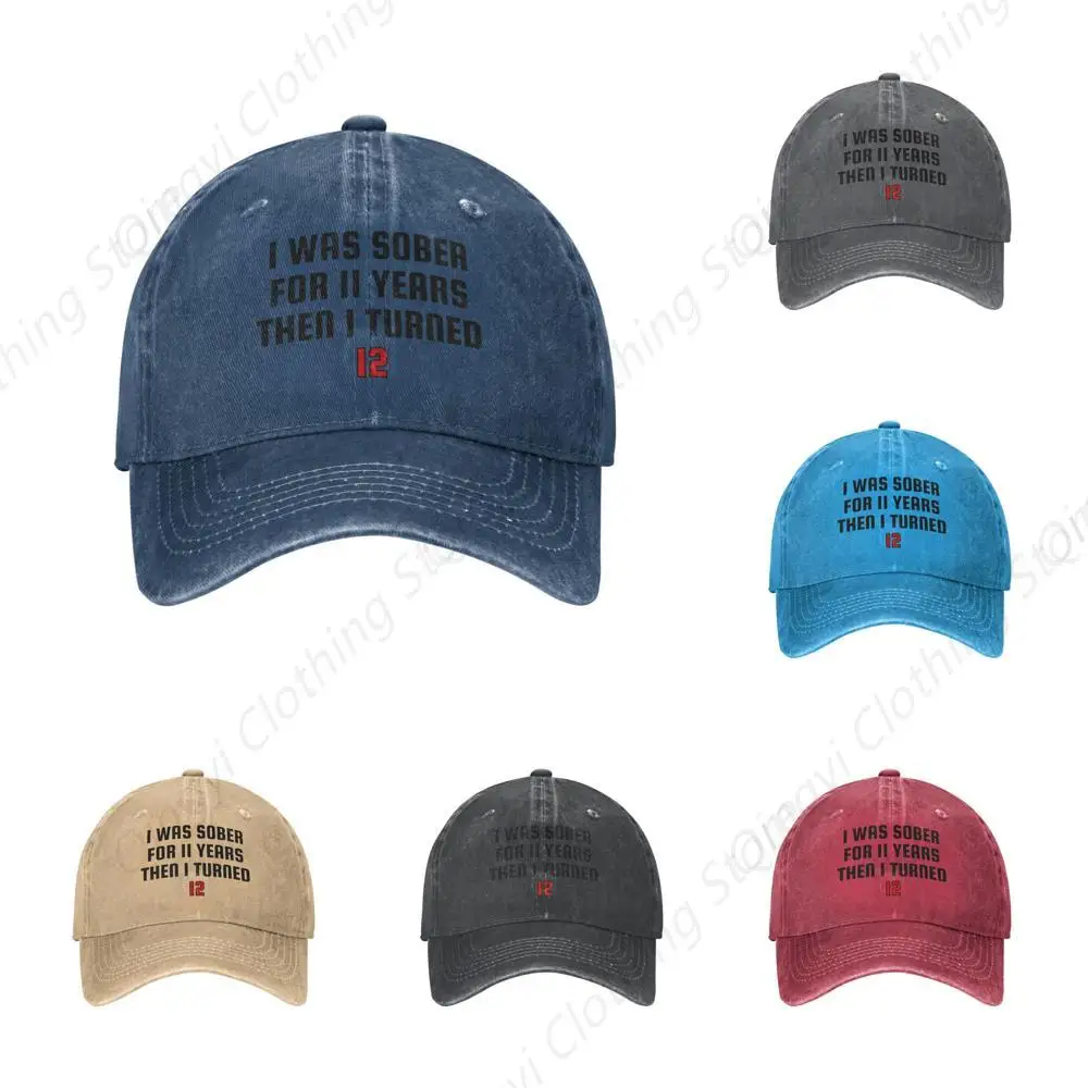 

I was Sober for 11 Years Then I Turned 12 Hat for Men Women Funny Trucker Hat Gifts Baseball Cap Navy Blue