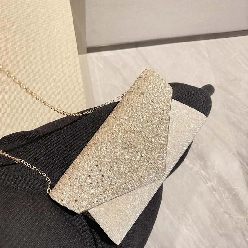 

Rhinestone Evening Purse Fashion Women Envelope PU Leather Clutch Handbag Lady Crossbody Shoulder Messenger Diamond Wallet Bags