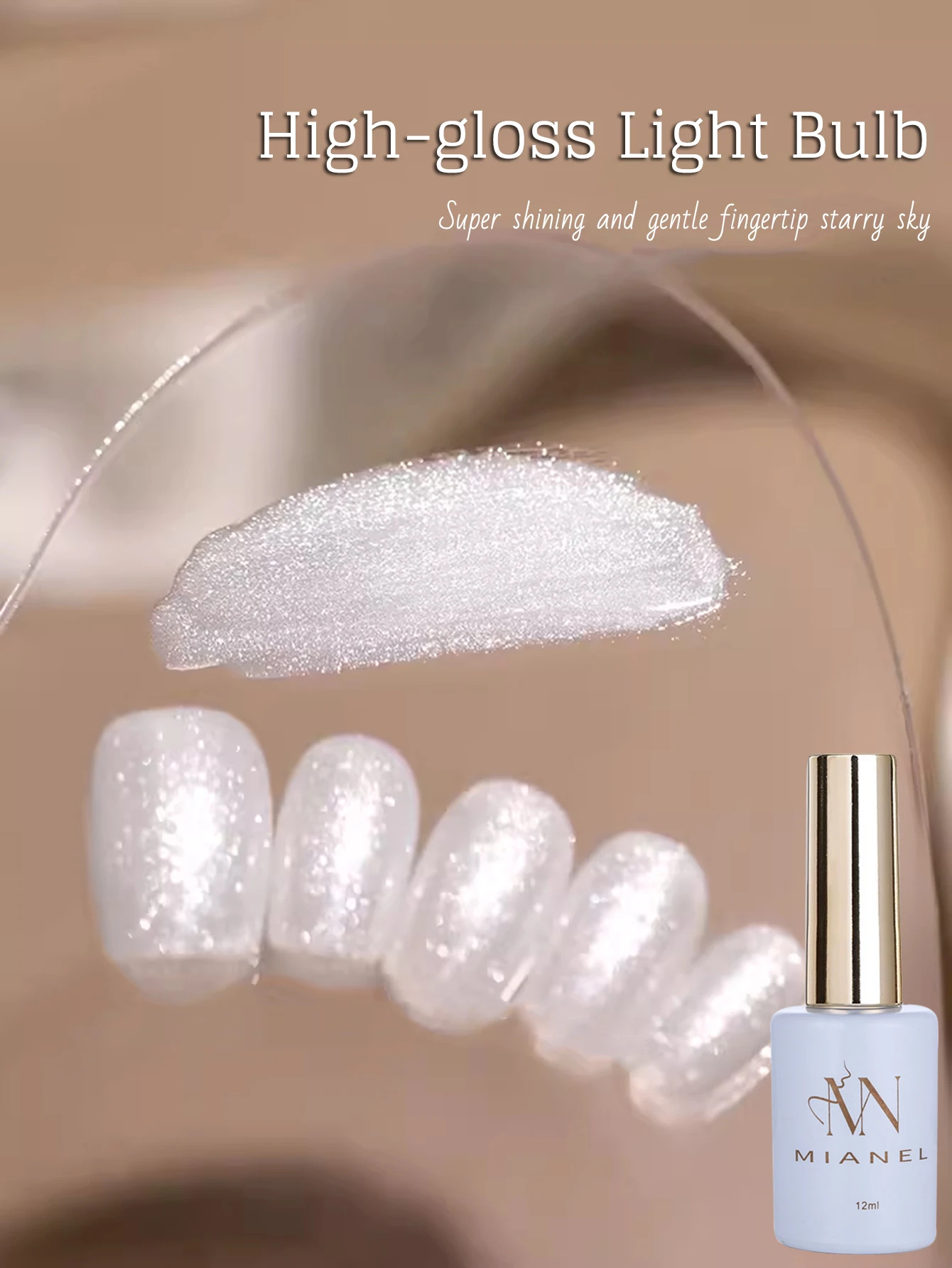 MN 12ML Summer Moonlight Coconut Milk White Gel Nagellack, Top Shiny At Night, Verkauf von Farben Weiß Rosa Blau Gelpoliermittel