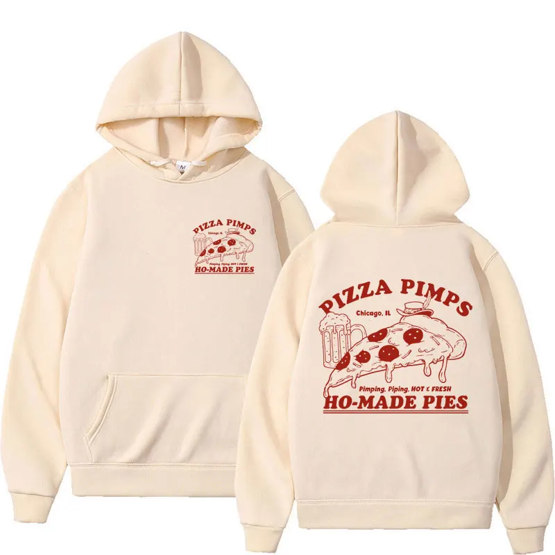 Funny Pizza Restaurant Print Hoodies Men Women Trendy Vintage Style Sweatshirt Oversized Casual Autumn Winter Hoodie Streetwear