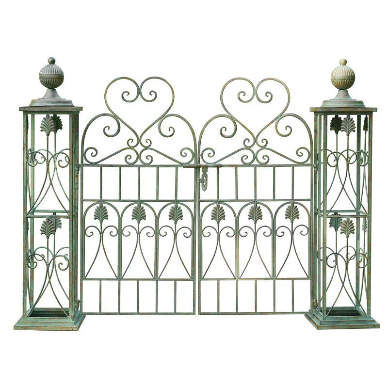 Courtyard entrance door Villa wrought iron garden door Outdoor arch Plant climbing vine Decorative flower stand