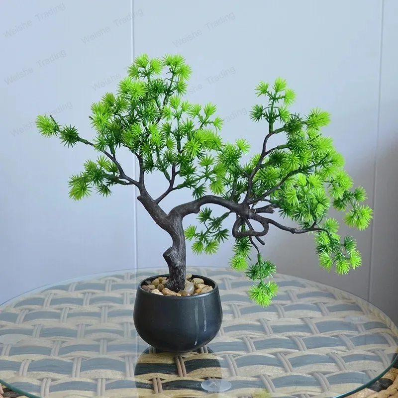 

Artificial Chinese Bonsai Welcome Pine Milan Pine Luo Hansong Potted Plant New Chinese Style Living Room Home Office Placement