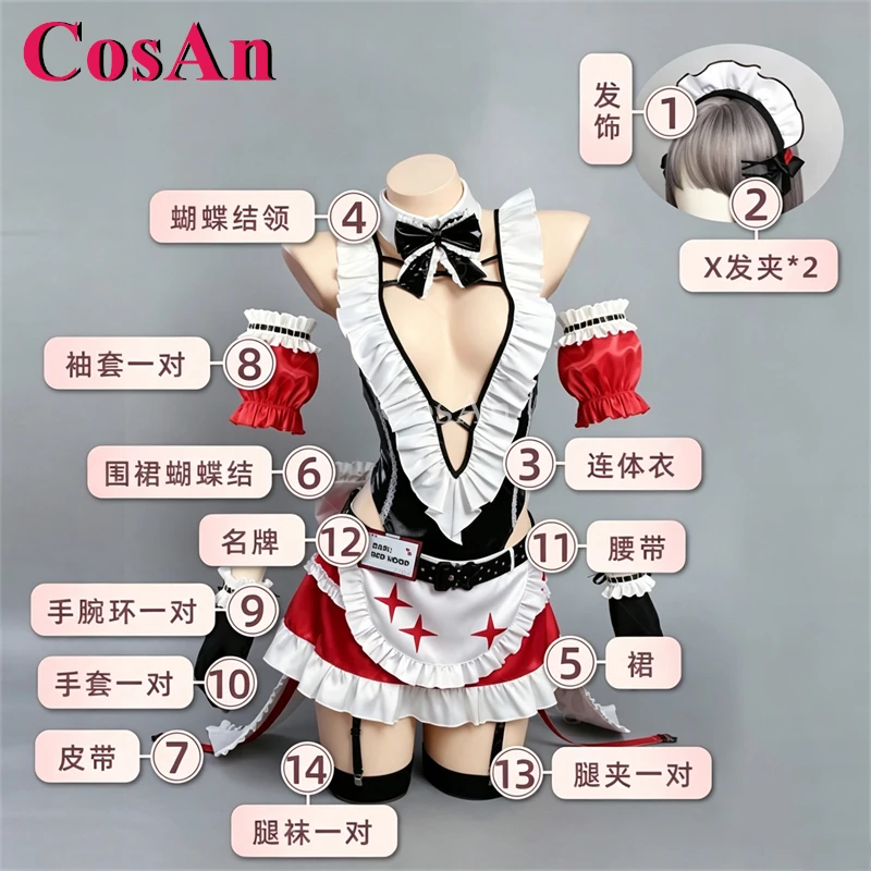 CosAn Game Rapi Cosplay Costumes Fashion Sweet Lovely Coffee Maid Outfit Women Apron Dress Activity Party Role Play Clothing New - view 5
