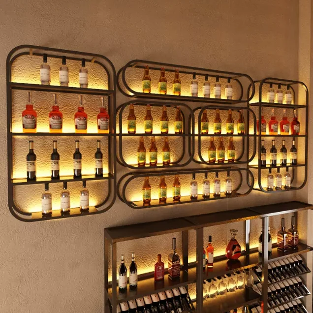 #@Factory-made custom wall-mounted wine rack ironware storage rack wine cabinet display stand dining room bar wall-mounted