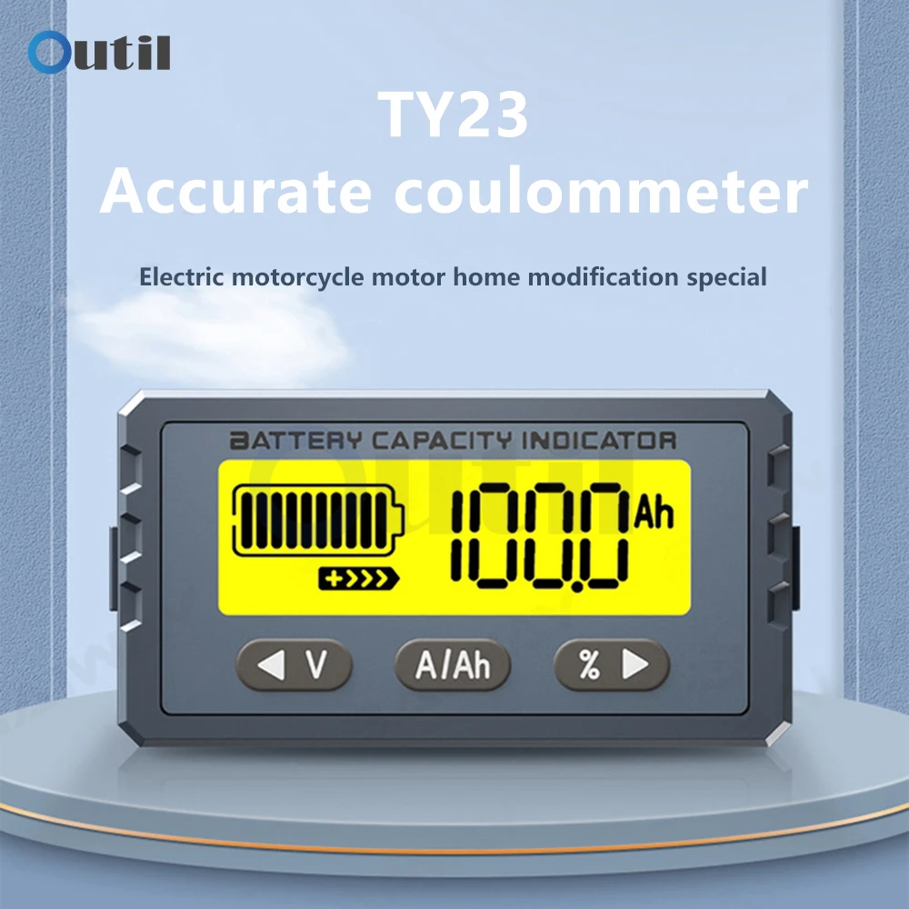 TY23 Battery Tester 8V- 120V 50A Coulomb Counter Meter Li-ion Lifepo4 Capacity Indicator Coulometer Voltmeter wth 30cm line