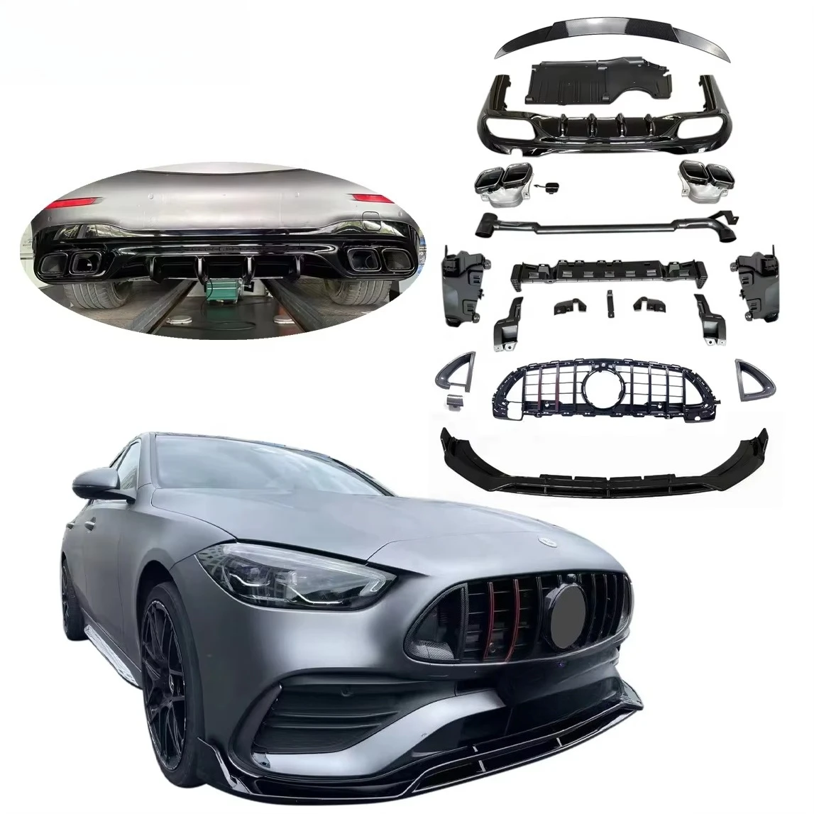 Auto Facelift Refit Body Kit for-Benz W206 C-Class C260 C300 C400 2022 2023 Upgrade to GT C63 B-Brabus Style