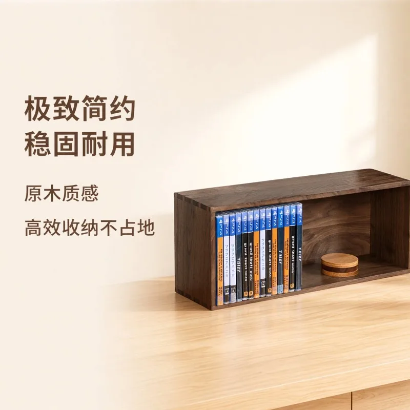Black Walnut Desktop CD Storage Display Stand swith Game Disc Stand Blu-ray Disc DVD Collection Shelf