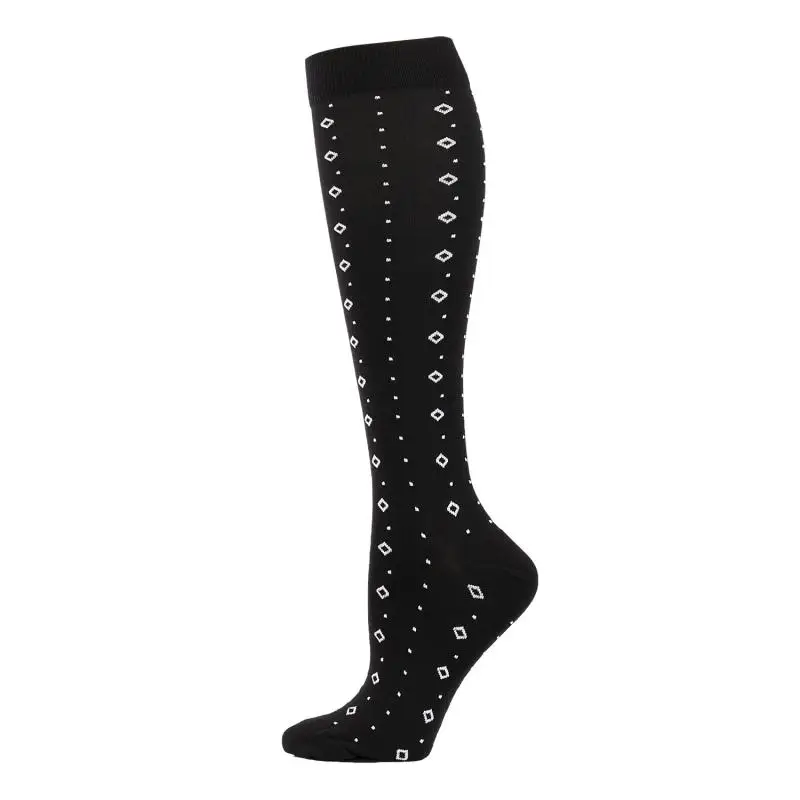 7pair  Black White Series Compression Socks Women Men Fitness Stockings Running Outdoor Sports New Stars Striped Dot Pattern