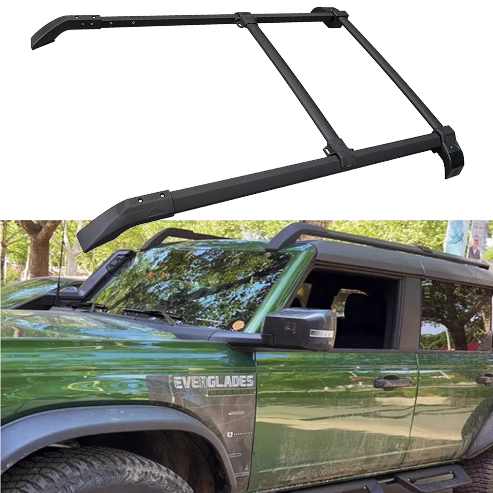 

4 шт. алюминиевый набор крышей, подходит для Ford Bronco 4Door 2021-2025, рейка, багажник, перекладина, тяжелая нагрузка, черный