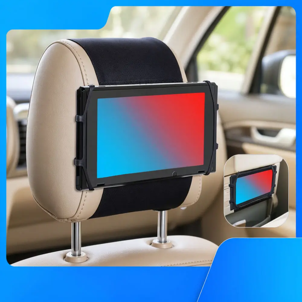 Car Back Seat Mount For Tablet Universal Adjustable Headrest Stand Silicone Grip Durable Travel Watching Accessory