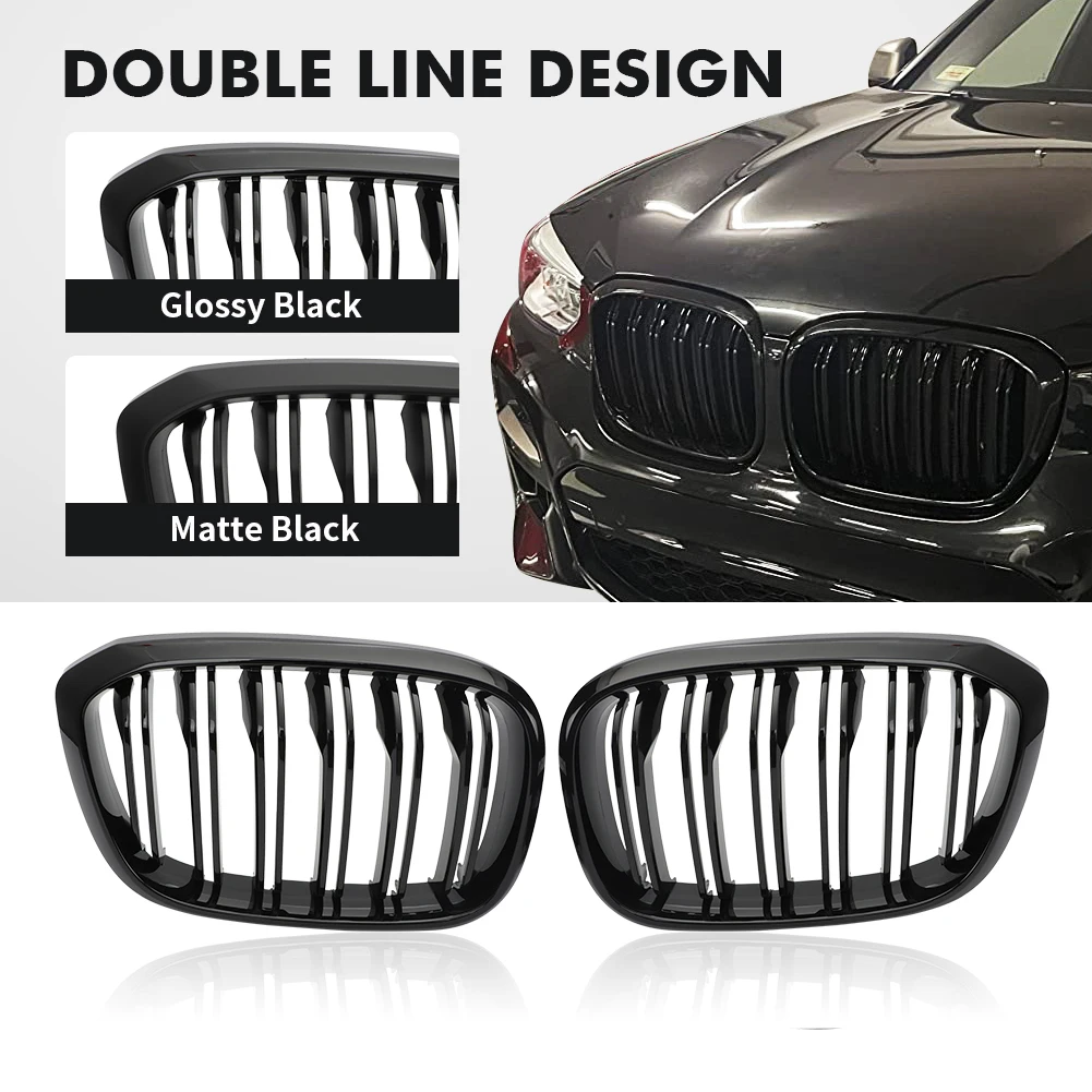 

Front Kidney Double Line Grille Grill Replacement Racing Grills Grilles Auto Grill For BMW X3 X4 G01 G02 G08 2018 2019 2020 2021