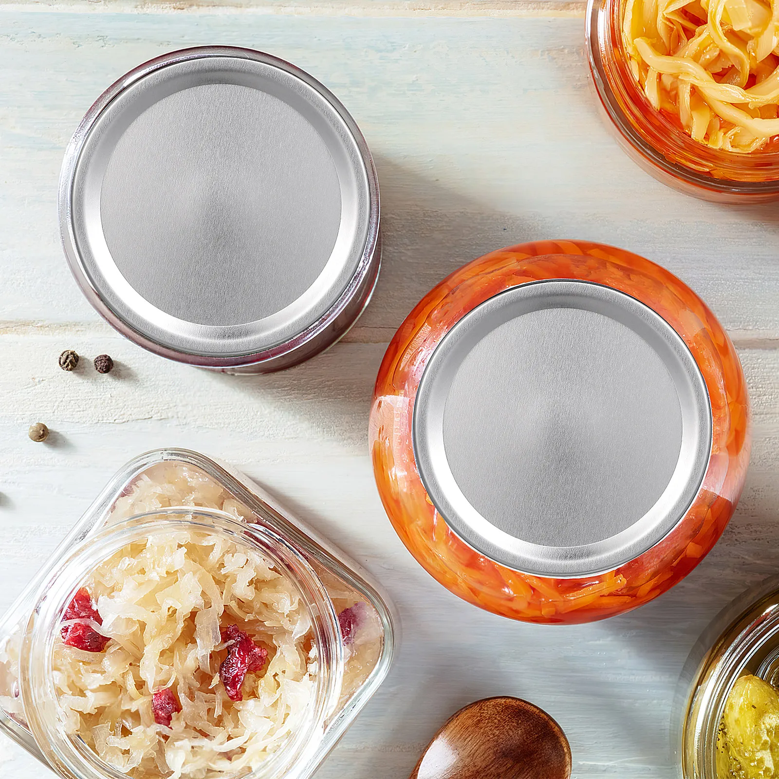 24pcs Mason Jar Lids Metal Split-Type Tin Lids Leakproof Sealing Caps For Bottles Storage Solid Cover Kitchen Bar Accessories