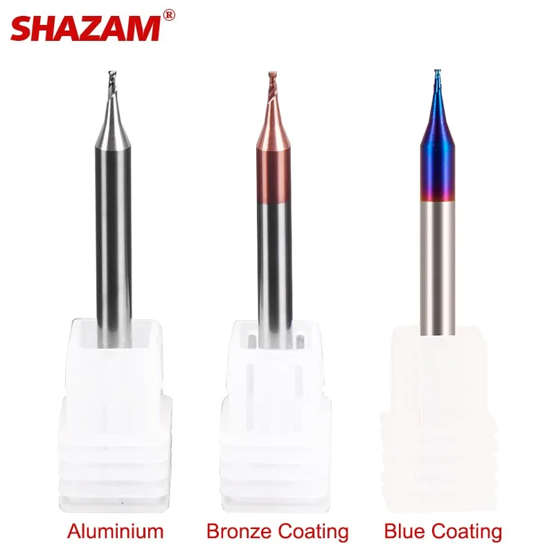 SHAZAM HRC55 2F Nano Coating Flat Bottom Endmills Micropath Tungsten Steel Carbide Milling Cutter CNC Mechanical Maching Tools