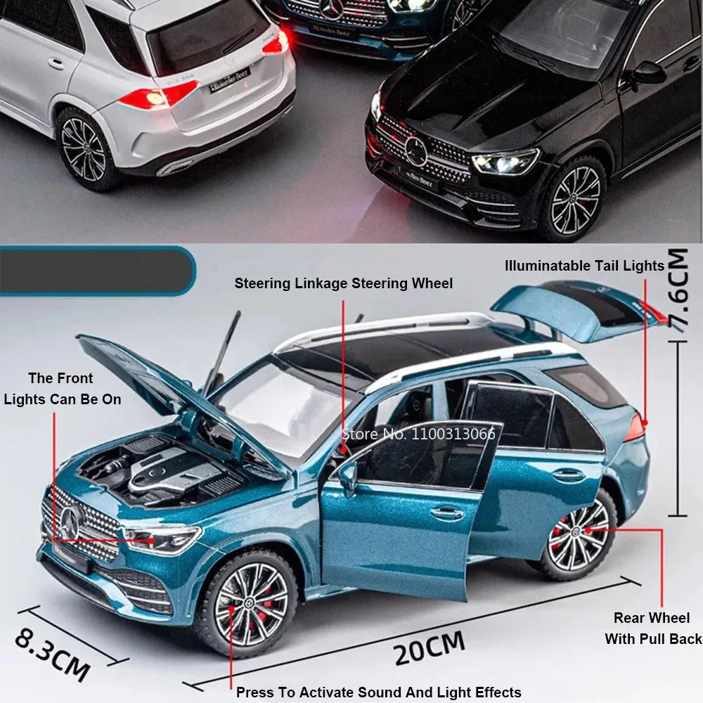 1:24 E300eL GLE350 Modelli di auto Giocattoli in lega 6 porte aperte Auto in miniatura con tirare indietro veicoli musicali leggeri Collezione di ragazzi Regali