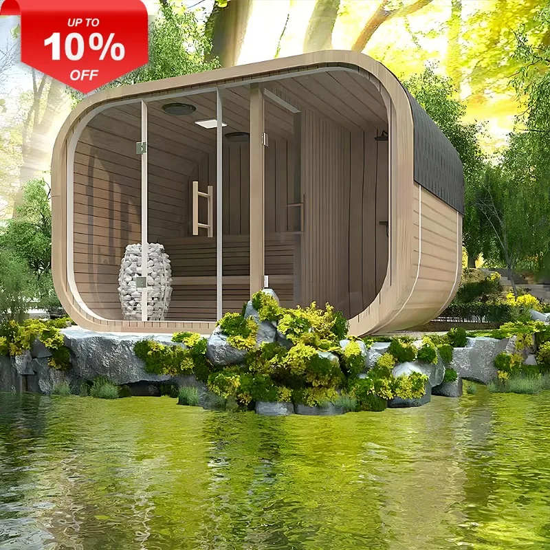 Outdoor Prefabricated Large Sauna Room 3kw 6kw Electric 2-Person Sauna Trailer Wood Fired Canadian Red Cedar Sauna