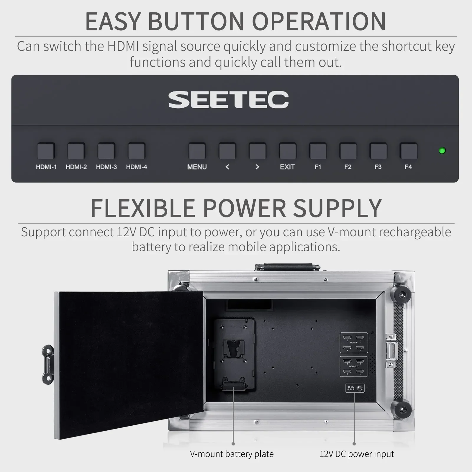 

SEETEC ATEM156 15.6" Full HD Monitor 4xHDMI 4K Support 4-Split/2-Split View Rec.709 for Multi-Camera Live