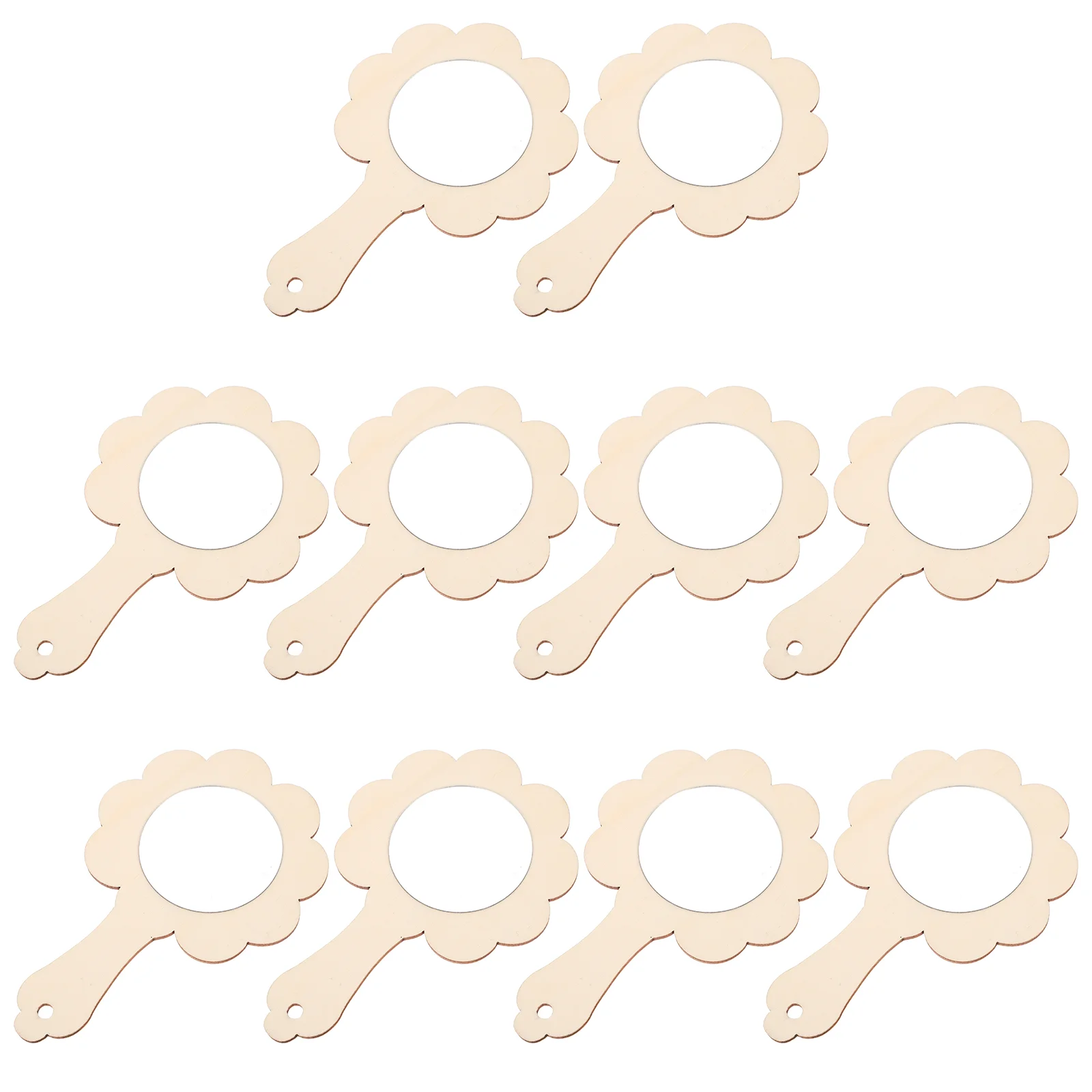 10 Pcs Small Wooden Mirror Wear Resistant Adorable Kids Toy Unfinished DIY Printing Toys