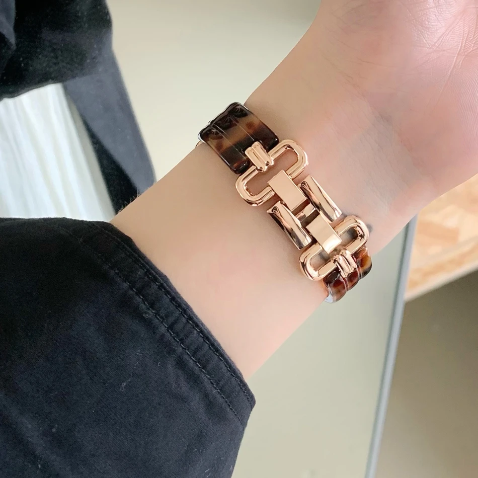 38 مللي متر 42 مللي متر الراتنج امرأة سوار Iwatch سلسلة الترا 8 6 7 5 SE 4 ارتفع الذهب معدن حزام ل سوار ساعة يد آبل 45/44 مللي متر 49 مللي متر 40/41 مللي متر
