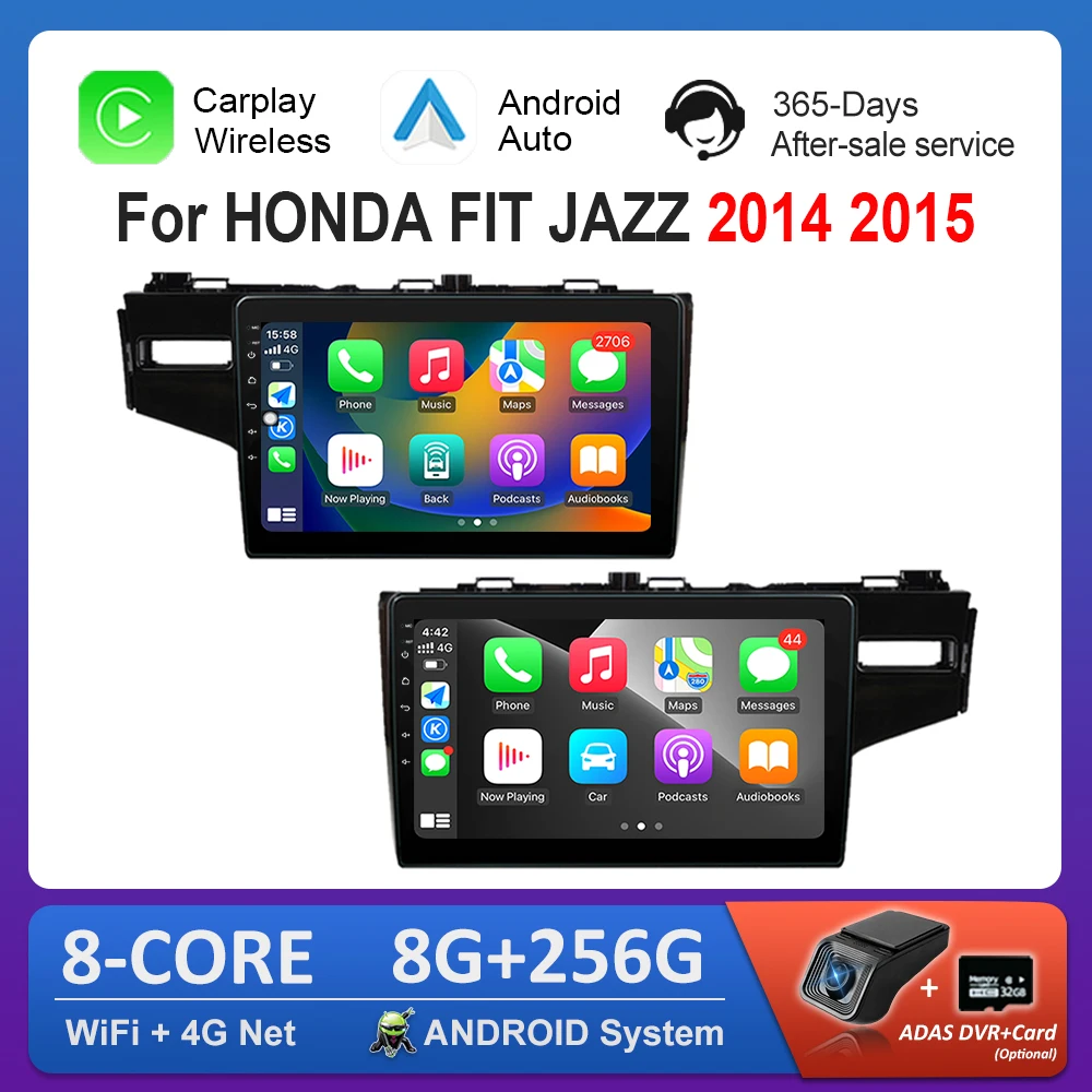 10.1'' Left Right Hand Drive Radio Multimedia Player Android for HONDA FIT JAZZ 2014 2015 Carplay HD Screen GPS Navi WiFi BT