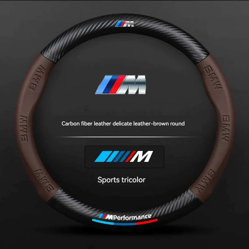 Carbon Fiber Leathe Car Steering Wheel Cover For BMW M Performance E46 E39 E60 E90 E36 E87 F10 F20 F30 X1 X3 X4 X5 X7 M3 M4 M5