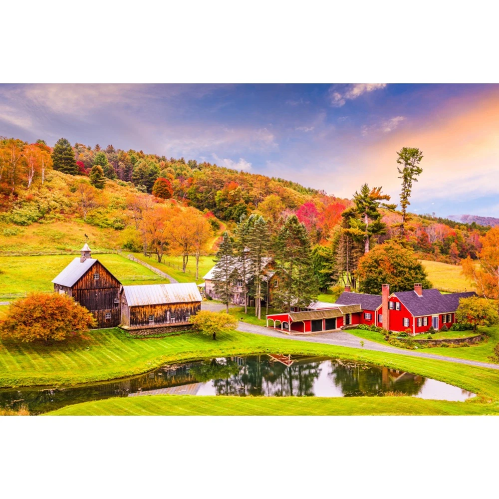 Осенний природный пейзаж, фон для фотосъемки, кленовый лес, гора, вода, дорога, река, осенний пейзаж, портрет, фотофон, декор