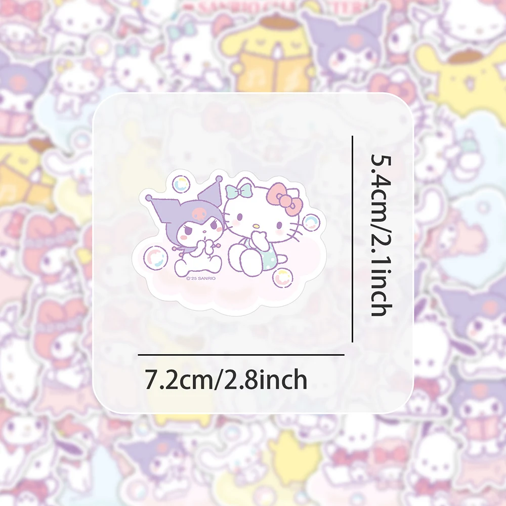 귀여운 산리오 캐릭터 스티커 50개, 어린이용 쿠로미 애니메이션 스티커, DIY 여행 가방, 휴대폰, 물병, 스크랩북용 쿠로미 헬로키티 데칼