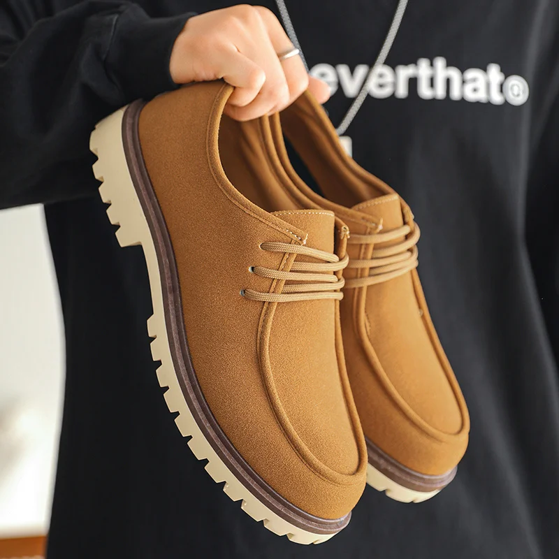 

Hot Selling Fashion Yellow Men's Low Shoes Comfortable Platform Leather Casual Shoes Men Lace-up Driving Shoes for Men Footwear