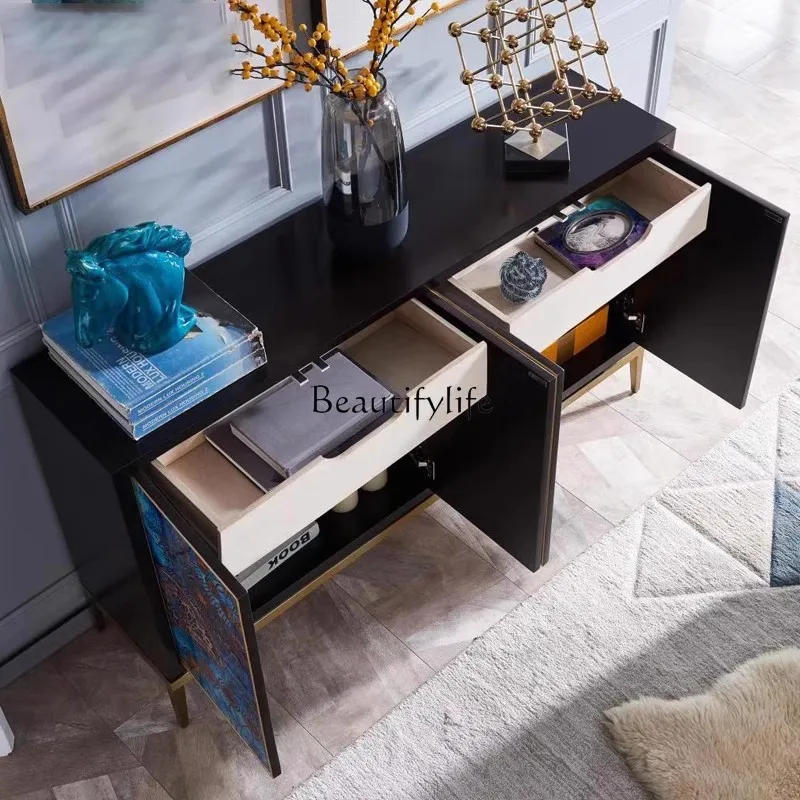 خزانة شرفة فنية فاخرة وحديثة من الخشب الصلب وخزانة جانبية لتناول الطعام وخزانة فندق #4