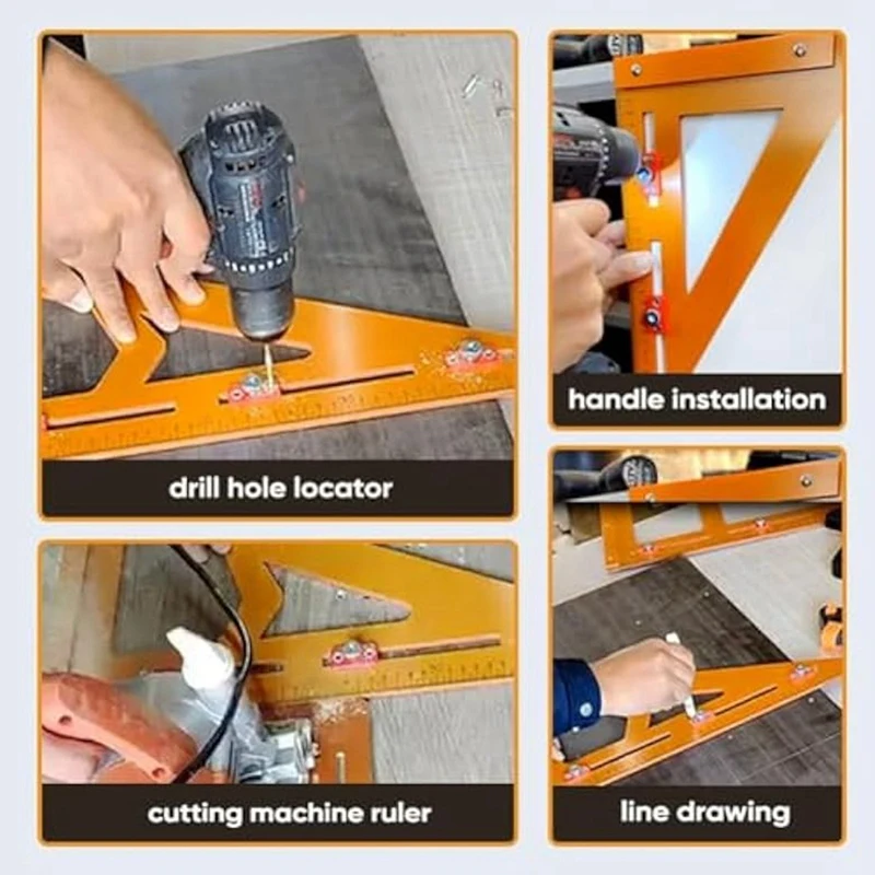 Rafter Square Tool,Triangle Ruler Rafter Square Protractor,Aluminum Alloy Triangle Ruler Protractor,Layout Measuring