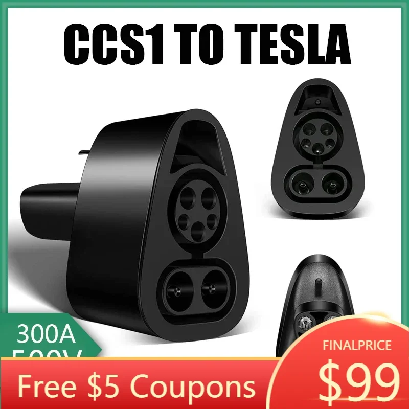 

Адаптер зарядного устройства CCS1 к Tesla, 200 кВт/300 А, быстрая зарядка постоянного тока, совместимый с 3/S/X/Y, только для автомобиля