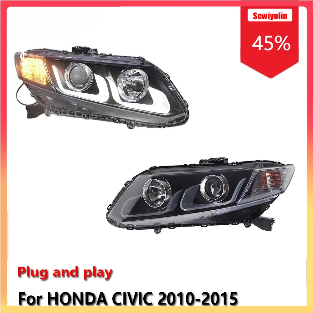 

Автомобильные светодиодные фары, автомобильные детали для HONDA CIVIC 2010-2015, противотуманные фары DRL, стоп-сигнал поворота, лампа Plug and Play