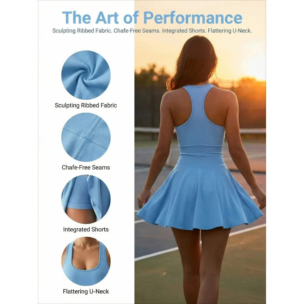 Sexy Sleeveless Yoga Sports Fitness Dress Women Casual Sexy High Waist Tunics Golf Tennis Dresses Ladies A-line Gym Short Dress