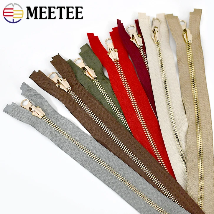 

Meetee 2Pcs 70cm 5# Metal Zipper Reversible Rotary Slider Open End Zips Down Jacket Cloth Double Side Zip DIY Sewing Accessories