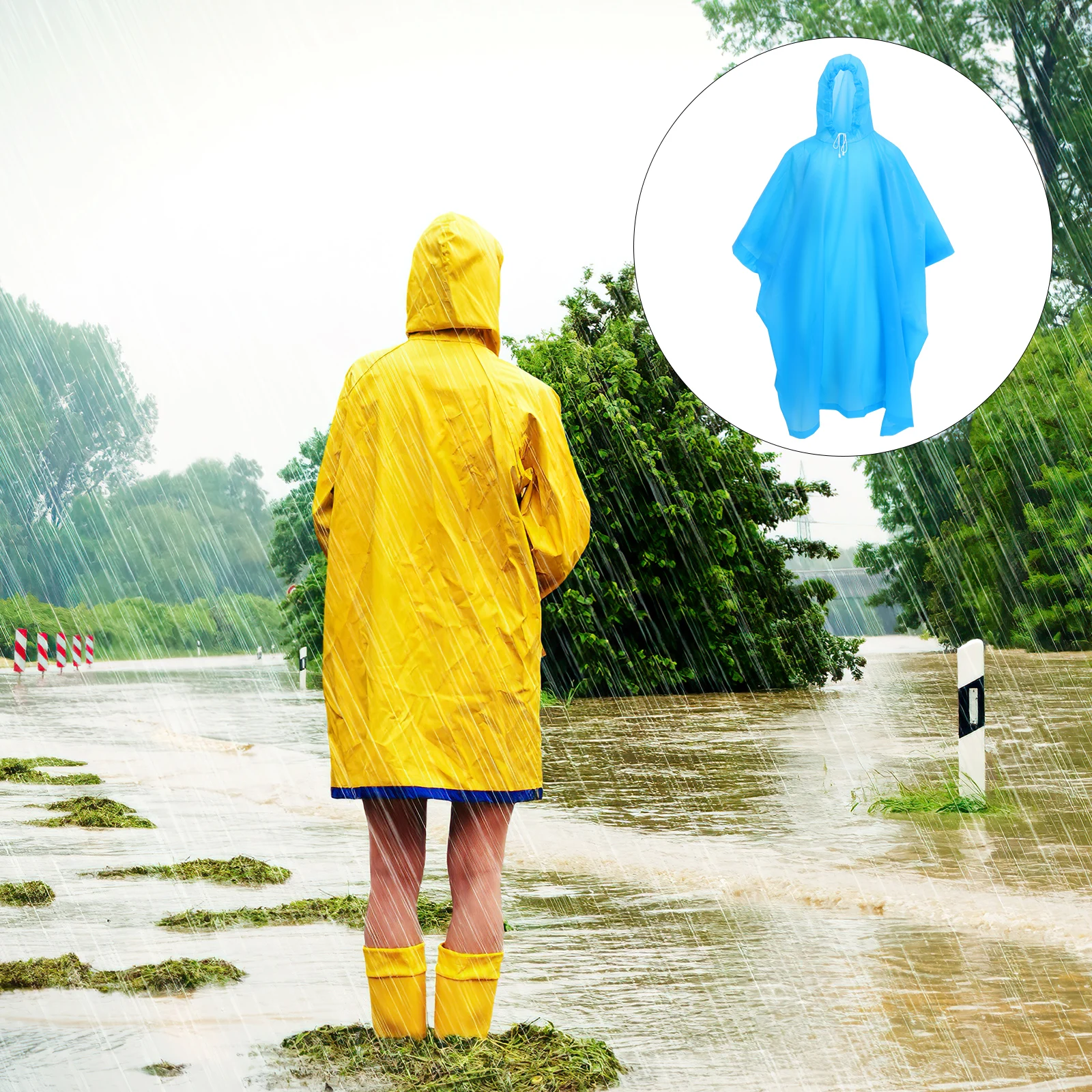

2Pcs Adult Rain Ponchos Hooded Portable Reusable Lightweight Raincoat Suitable for Outdoor Hiking Camping Raincoat with Hoods