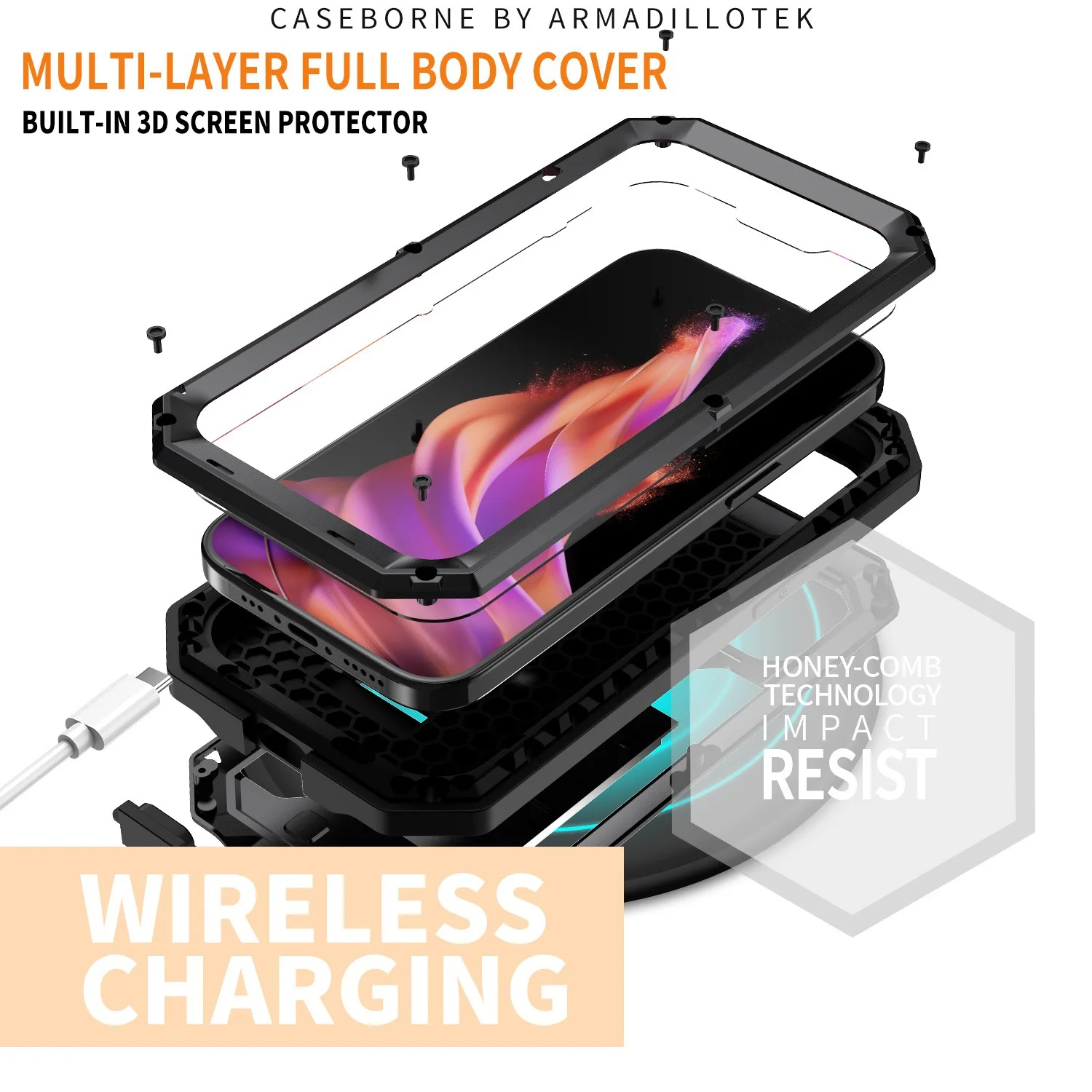 

Luxury Shockproof Metal Case For Iphone 17 16 15 14 Pro Max Plus With Stand Built-in Camera Screen Protector Cover Funda Coque