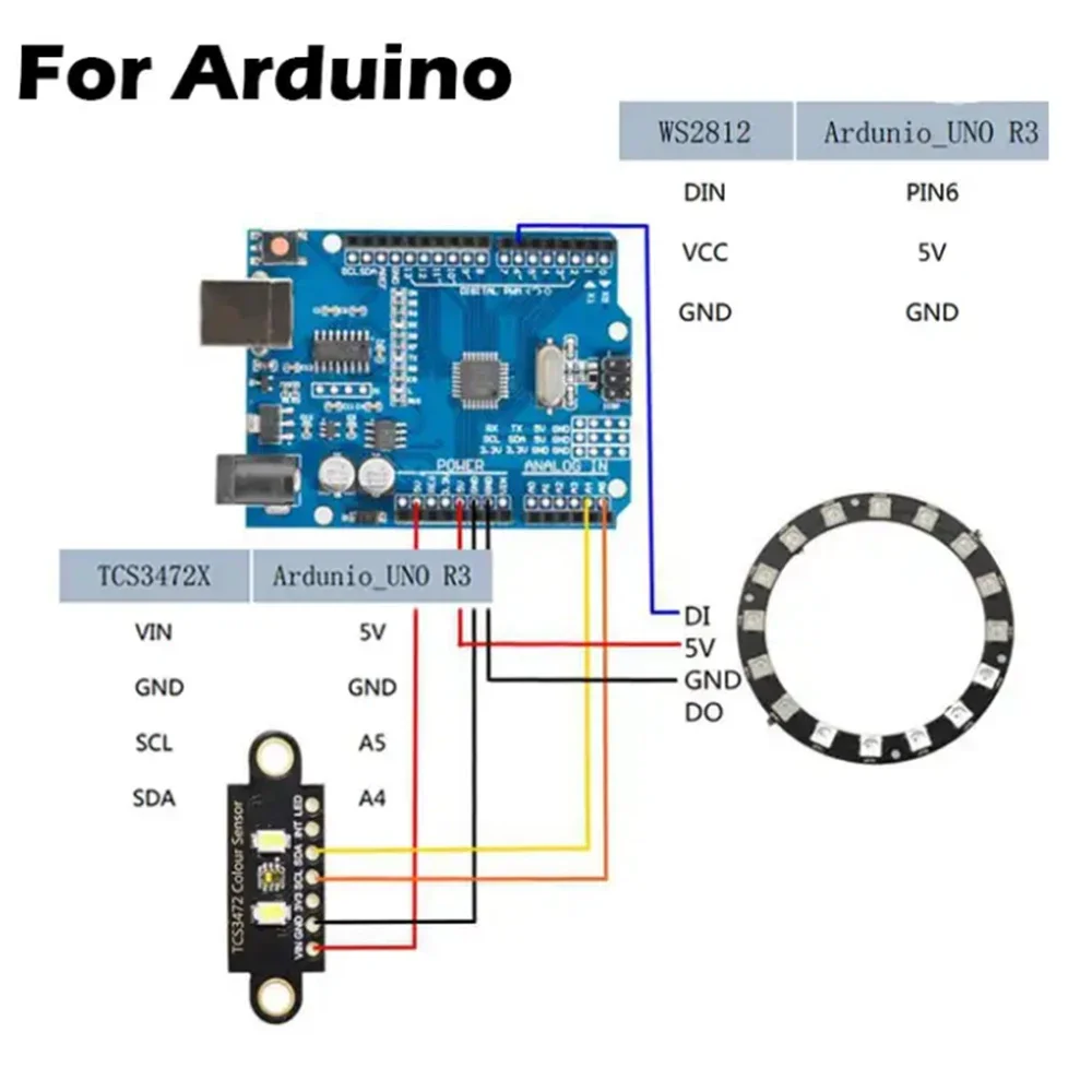 TCS3472 Color Sensor Recognition Module RGB IIC Color Light Sensor Development Board with IR Filter for Arduino STM32 30