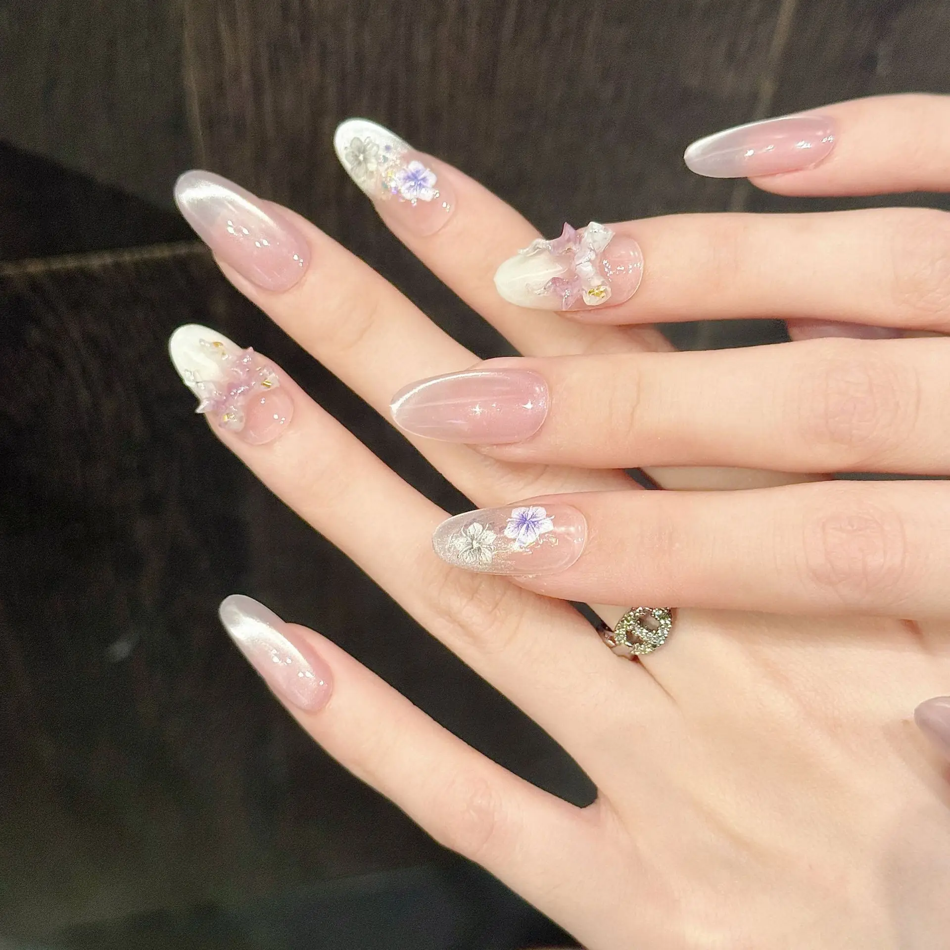 10 قطعة الصحافة اليدوية على الأظافر الحلو الوردي القط العين وهمية مسمار نصائح قابلة لإعادة الاستخدام يمكن ارتداؤها فتاة حلوة ثلاثية الأبعاد القوس تصميم الأظافر الكورية كاذبة