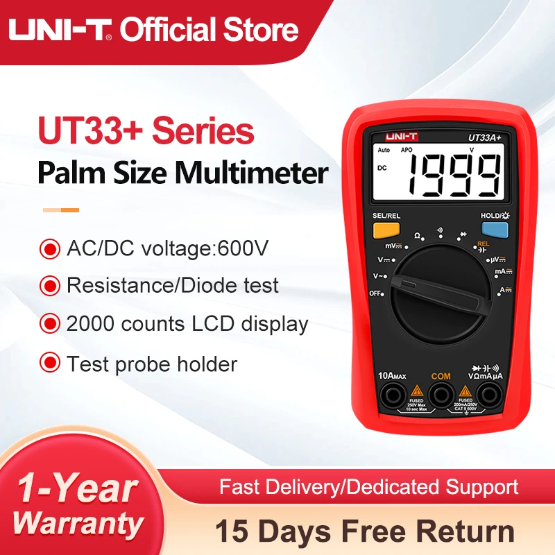 UNI-T UT33A + Multímetro Digital UT33D + UT33C + UT33B + Multímetros Tamanho da Palma DC AC Voltímetro Testador de Resistência Multi Tester