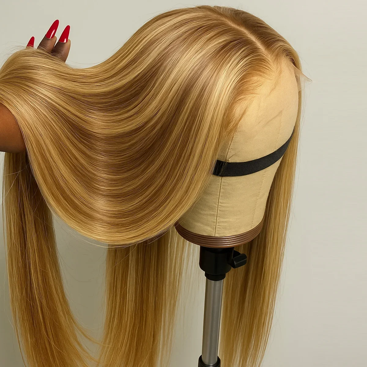 Wig Rambut Asli P4/27 Highlight Bone Straight 13x6 HD Lace Frontal Wig Peru Berwarna Ombre Pirang Lace Front Dengan Baby Hair