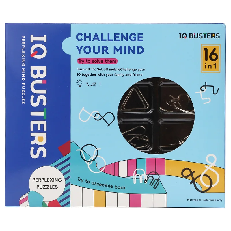 16 Teile/satz Metall Draht Puzzle Geist Magie Denksportaufgaben Entwirrung Puzzles Spiel Spielzeug für Erwachsene Kinder