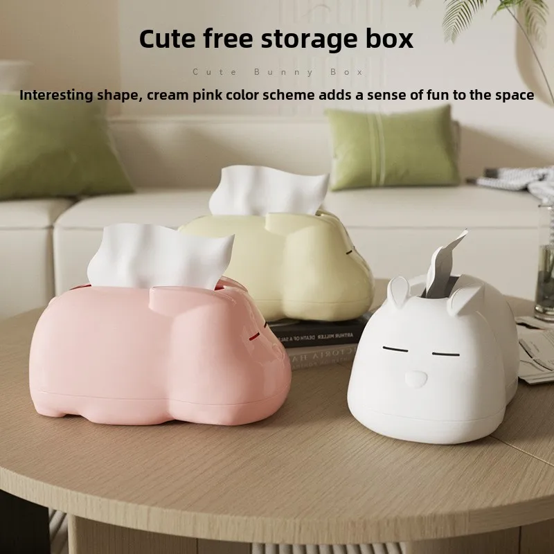 New Arrival Bunny Lift Tissue Box, Advanced Spring Desktop Tissue Holder, Creative Ins Style Tissue Box for Living Room