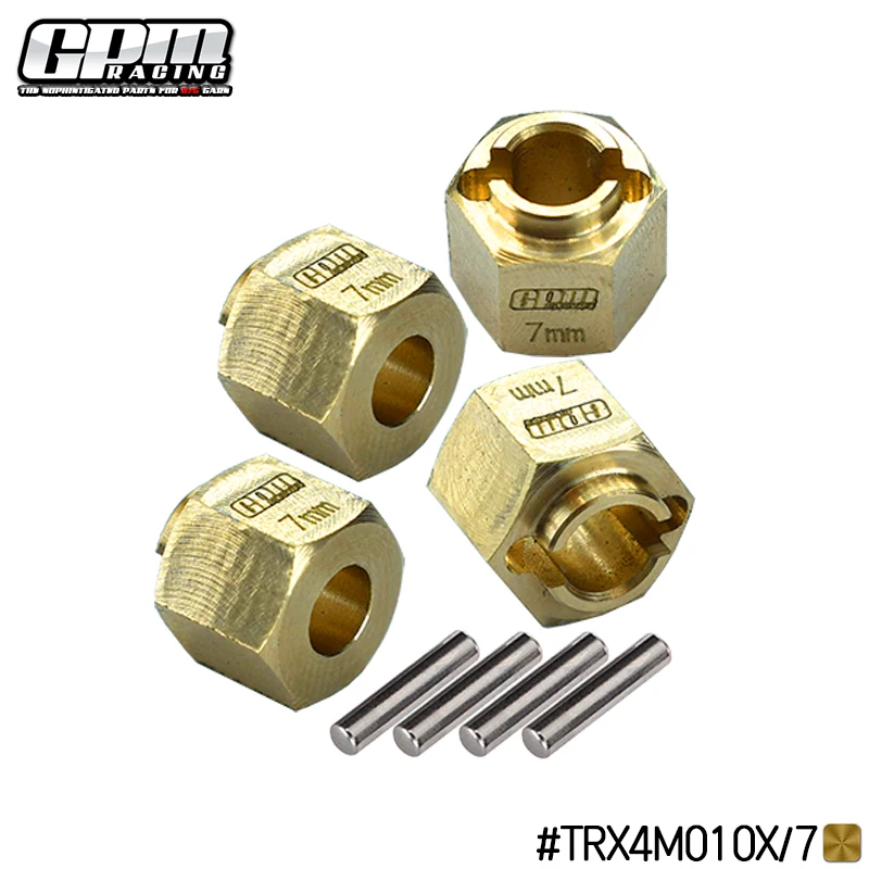 GPM TRAXXAS-Brass Wheel Hex Hub Extenders, 1/18 TRX-4M, Ford Bronco 7074-1, 7mm